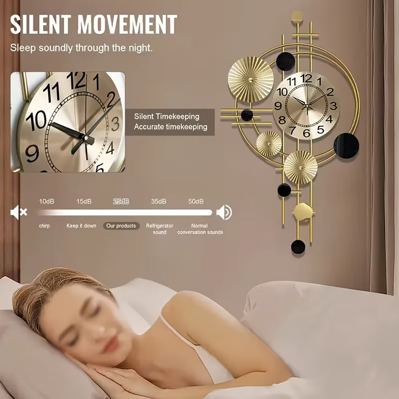 Large 3D Metal Wall Clock – Modern Silent Decorative Wall Art