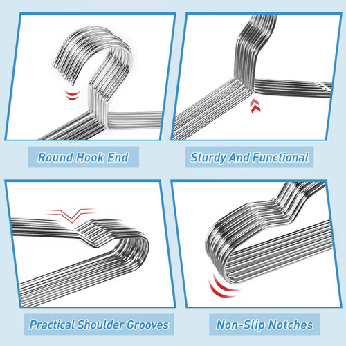 100 Pcs Stainless Steel Metal Hangers – Ultra-Thin Space-Saving Wire Clothes Hangers