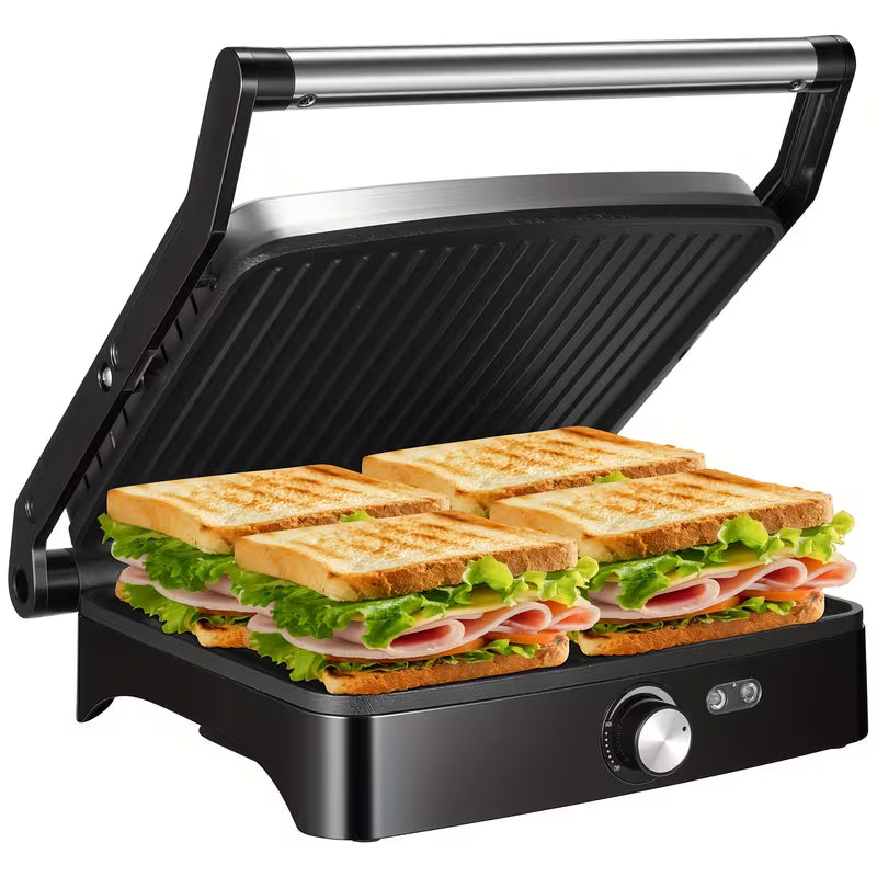 1200W Panini Press & Indoor Grill – 4-Slice Non-Stick Sandwich Maker