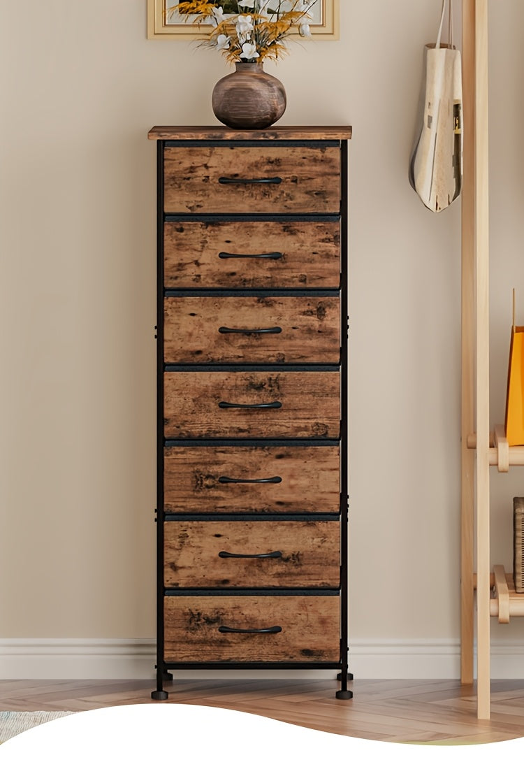Tall Dresser Storage Organizer 6/7 Drawers Bedroom Chest Fabric Storage Tower