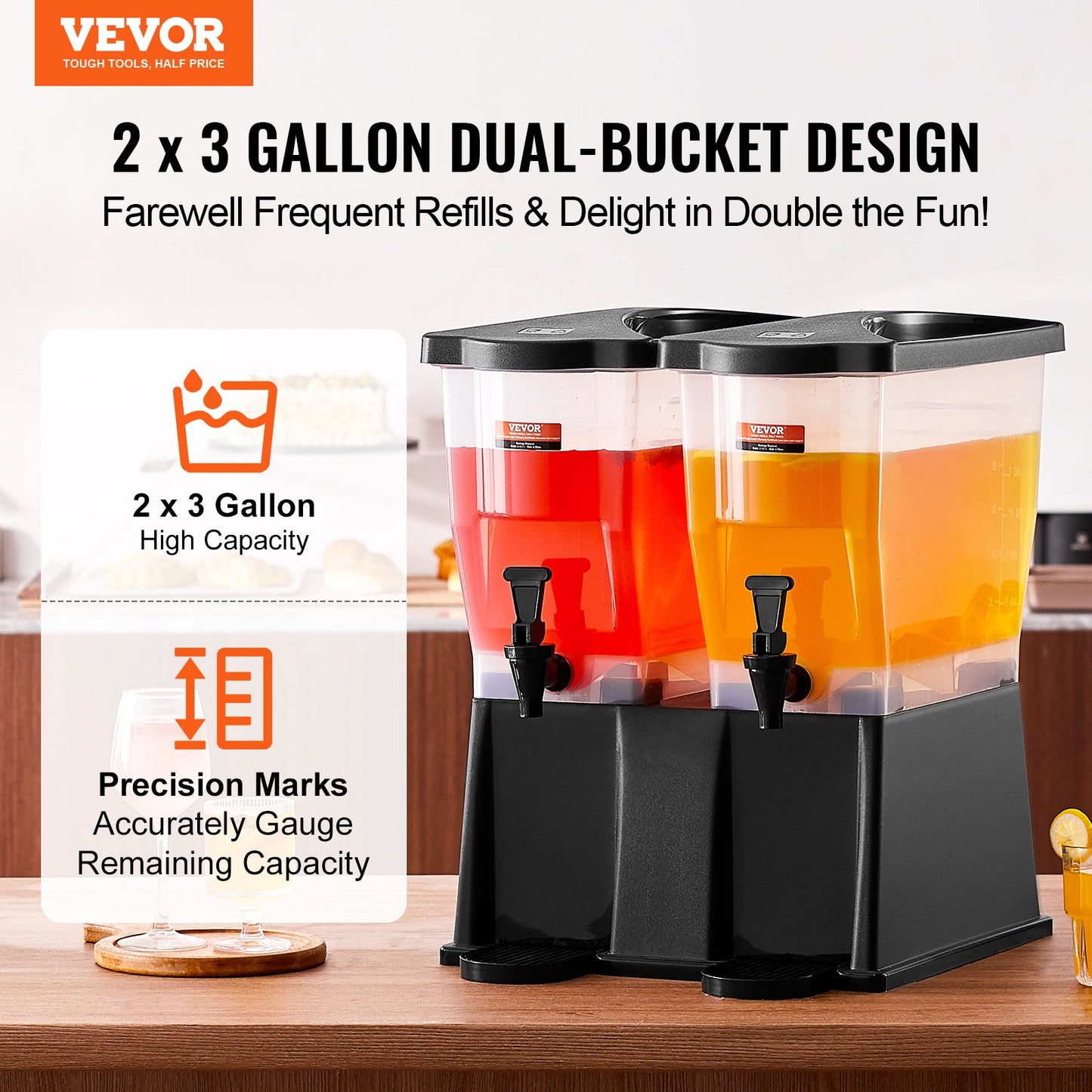 3 Gallon Beverage Dispenser w/ Stand Spigot Lid for Juice Tea Water Parties