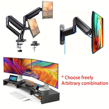 Dual Monitor Stand Riser Adjustable Desktop Organizer for PC Laptop Printer