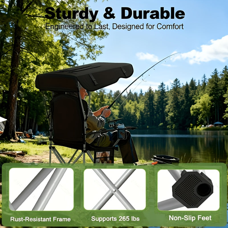 Portable Camping Chair with Canopy Folding Outdoor Chair Beach Fishing