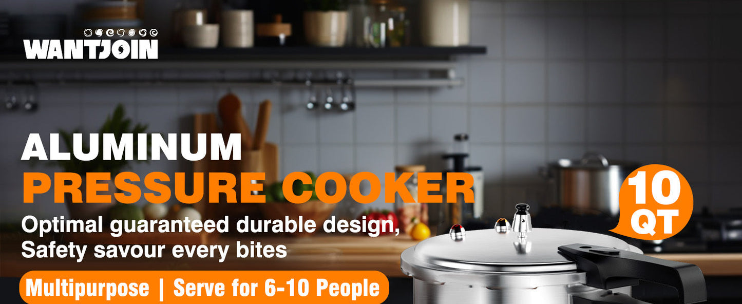 10QT Aluminum Pressure Cooker Canner w/ Rack Gas Induction Compatible