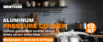 10QT Aluminum Pressure Cooker Canner w/ Rack Gas Induction Compatible