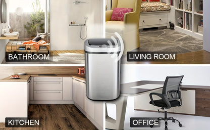 13 Gallon 50L Automatic Trash Can Touchless Motion Sensor Kitchen Garbage Bin