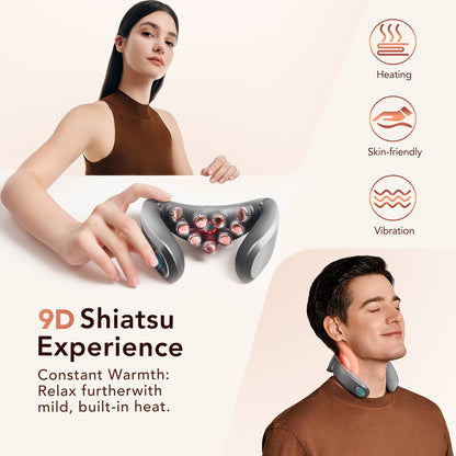 Neck Massager with Heat Cordless Portable Deep Kneading Muscle Relaxer