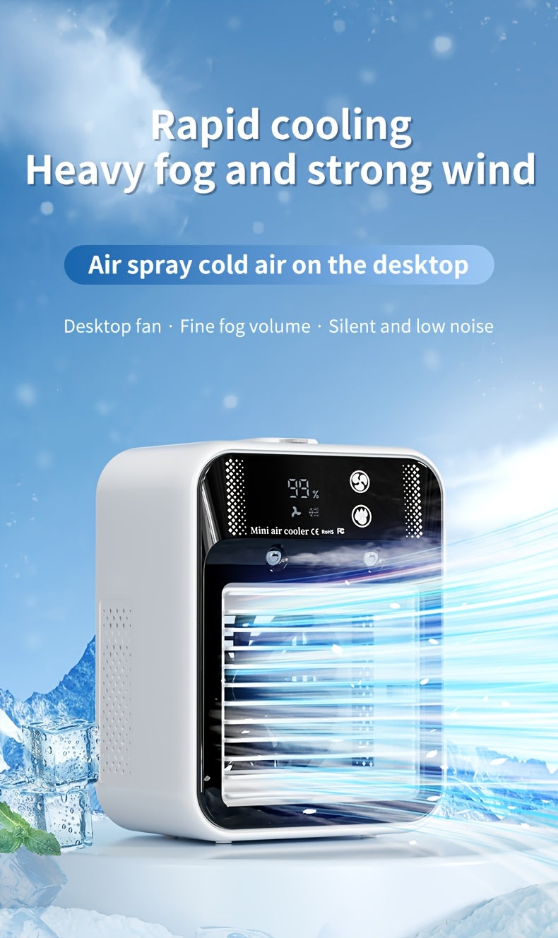 Portable Air Cooler Fan 6000mAh Rechargeable USB-C Personal Cooling Fan