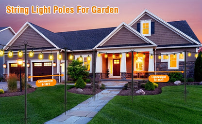 2/4/6 Pack 8.9FT String Light Poles Heavy Duty Outdoor Patio Garden