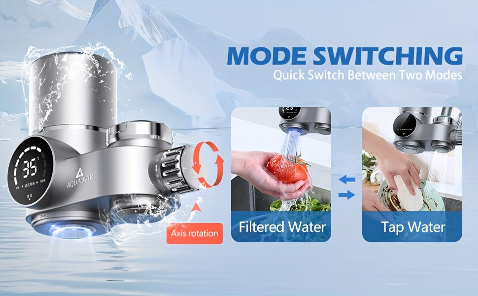 Faucet Mount Water Filter 264 Gallon Tap Filtration System w/ Temperature Display
