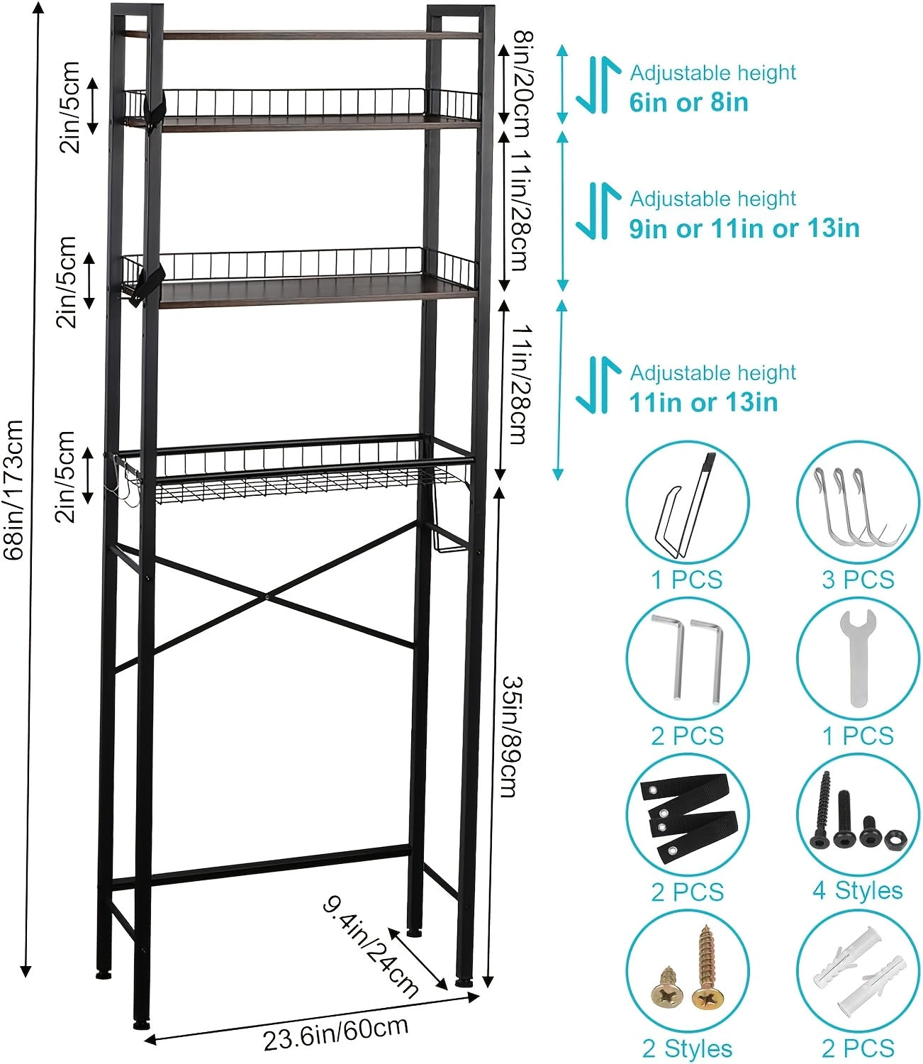 4/5-Tier Over-The-Toilet Storage Rack – Maximize Your Bathroom Space