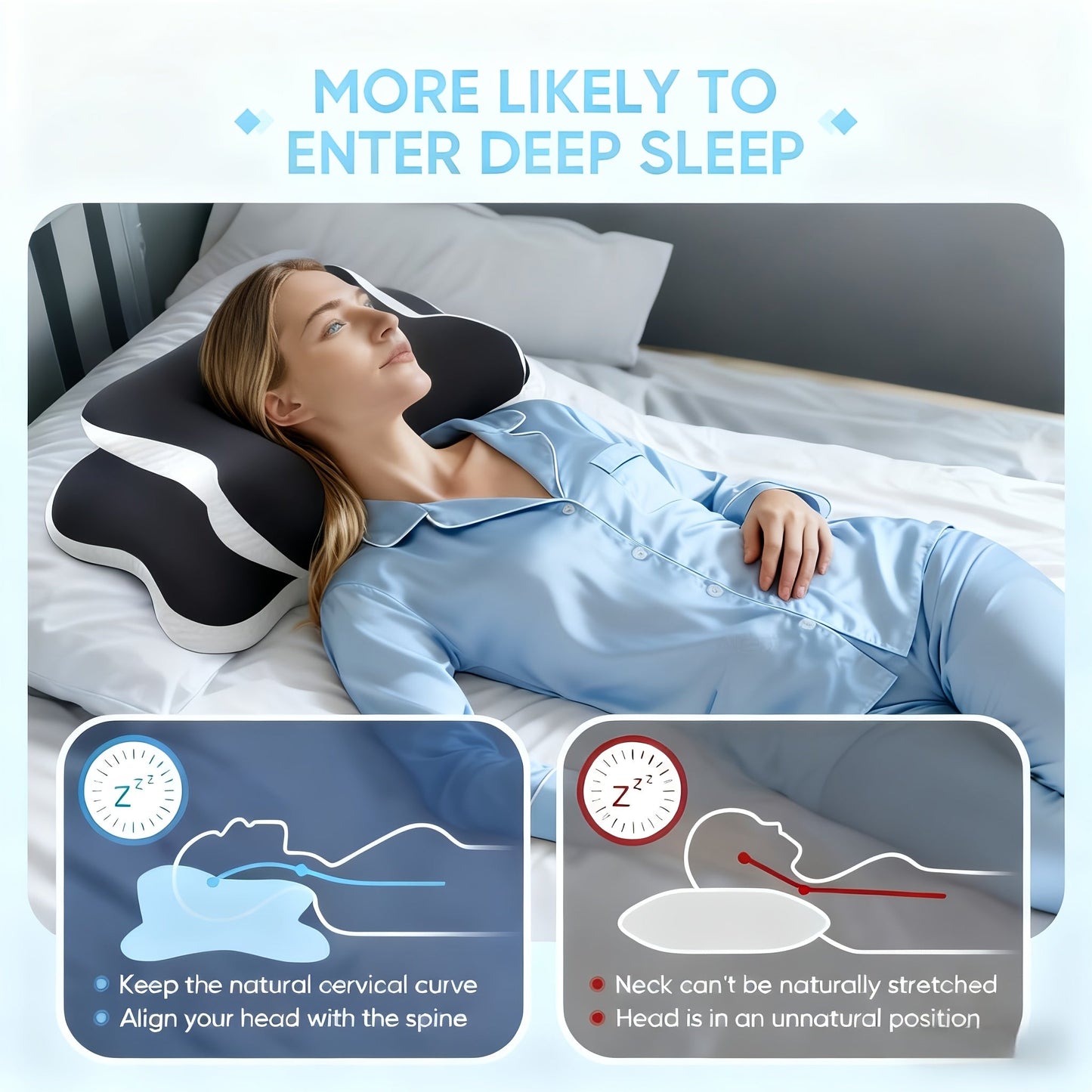 Ergonomic Cervical Memory Foam Pillow Cooling Bed Pillow Neck Support Sleep