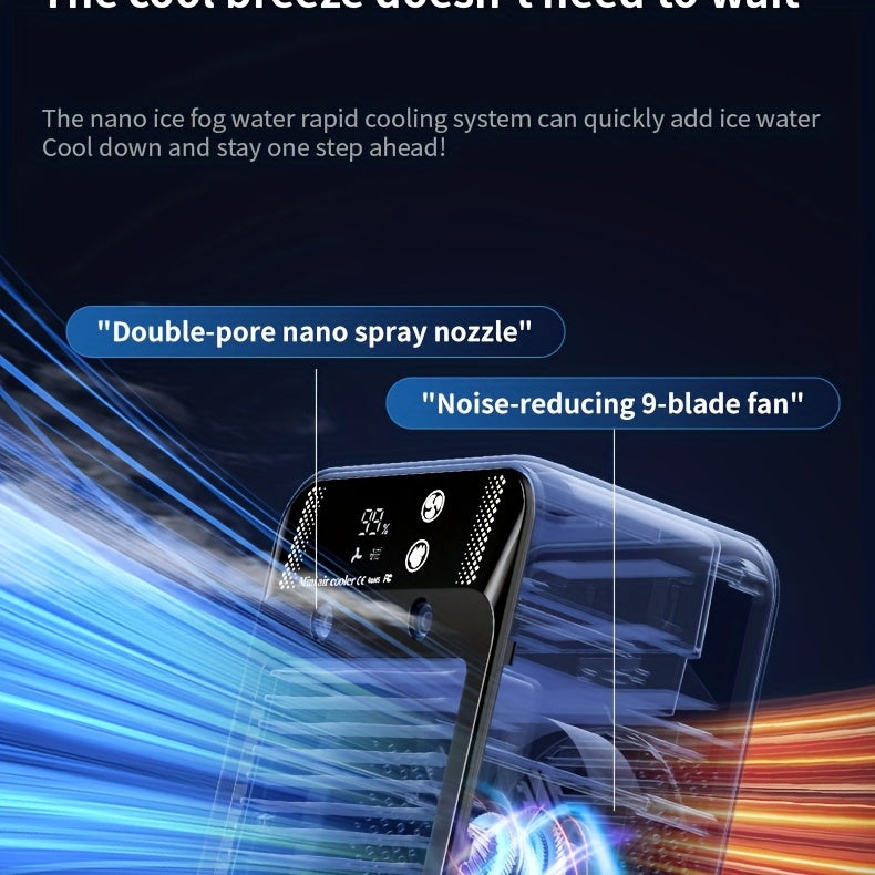 Portable Air Cooler Fan 6000mAh Rechargeable USB-C Personal Cooling Fan