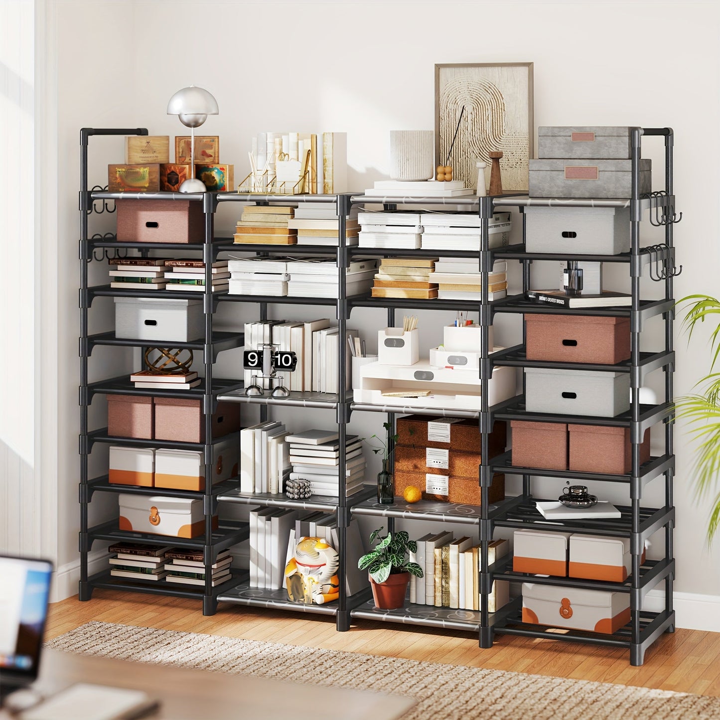 Stackable Shoe Rack Bookshelf Storage Shelf Freestanding Organizer for Entryway