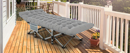 Folding Camping Cot Bed Adult Portable Heavy Duty Oxford Sleeping Cot w/ Pad Bag