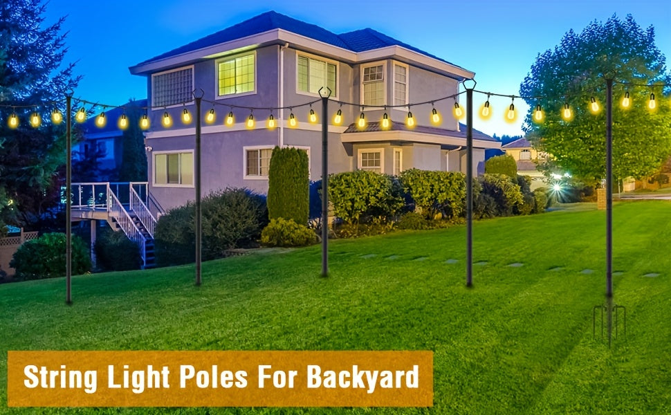 2/4/6 Pack 8.9FT String Light Poles Heavy Duty Outdoor Patio Garden