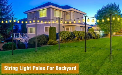 2/4/6 Pack 8.9FT String Light Poles Heavy Duty Outdoor Patio Garden