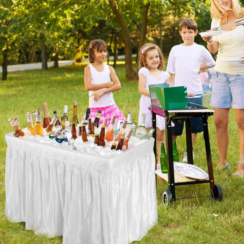 4ft Folding Ice Table with Drain Portable Cooler Table Party Fill & Chill White