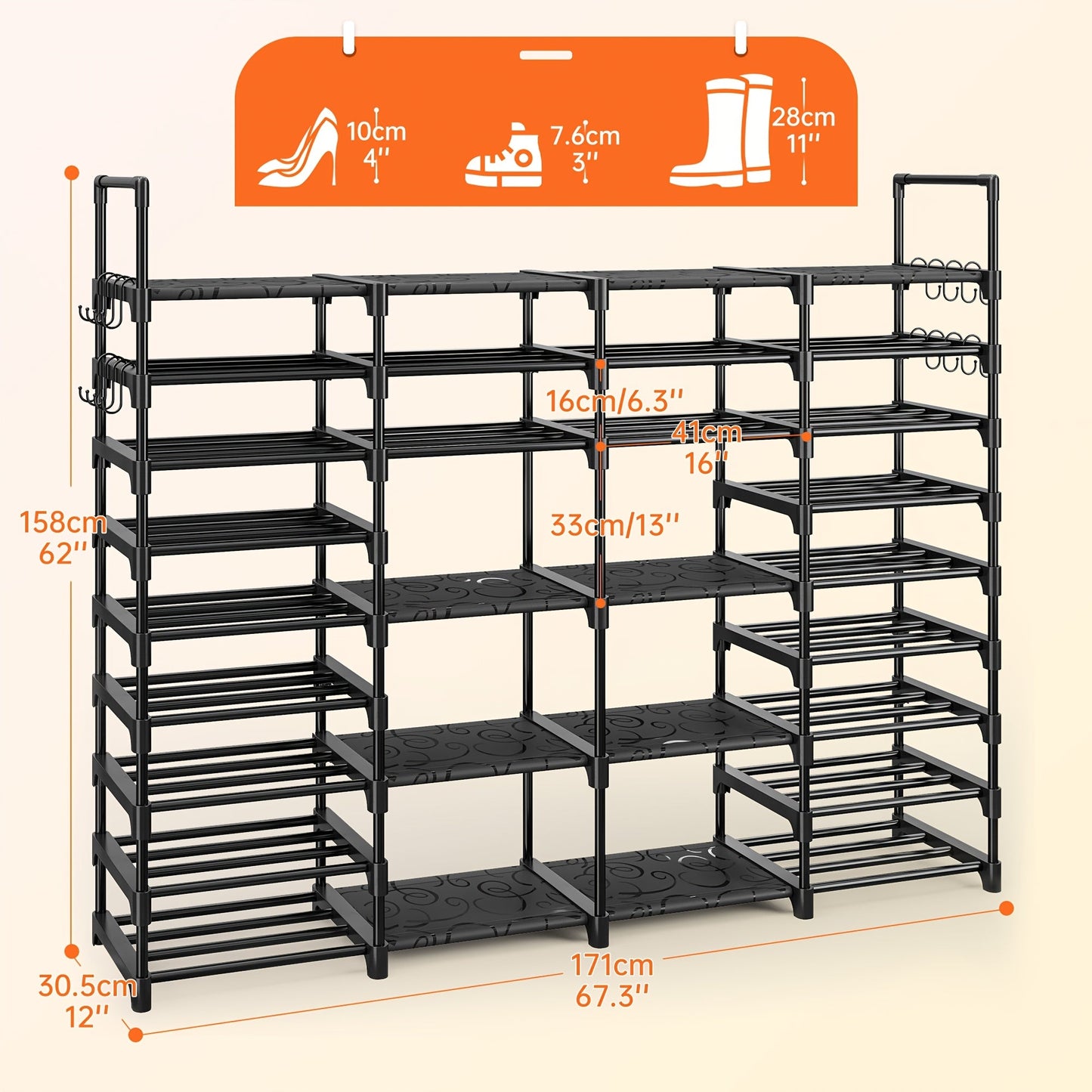 Stackable Shoe Rack Bookshelf Storage Shelf Freestanding Organizer for Entryway