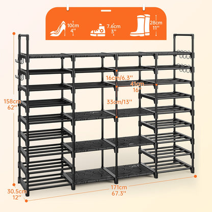 Stackable Shoe Rack Bookshelf Storage Shelf Freestanding Organizer for Entryway