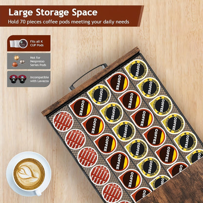 2 Tier Coffee Pod Holder Drawer & Mug Stand K Cup Capsule Storage Organizer Rack
