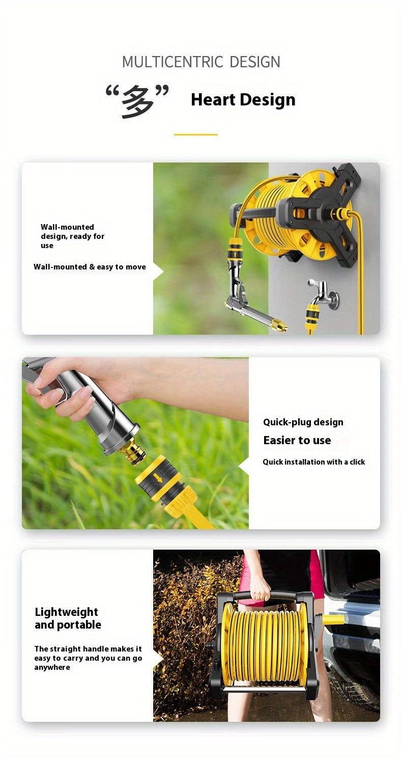 Automatic Retractable Water Hose Reel Set Garden Hose Spray Nozzle