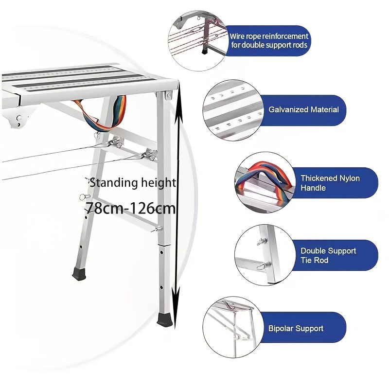 Adjustable Folding Scaffold Platform 1300LBS Portable Steel Work Bench Stool