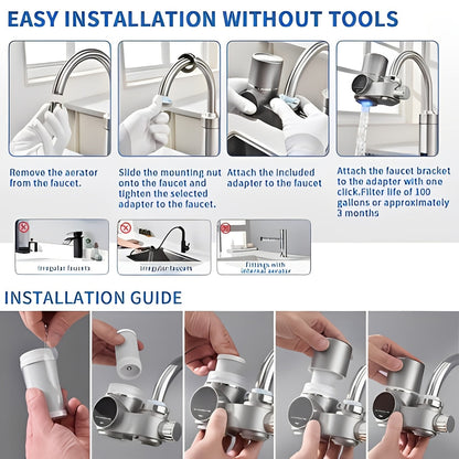 Faucet Mount Water Filter 264 Gallon Tap Filtration System w/ Temperature Display