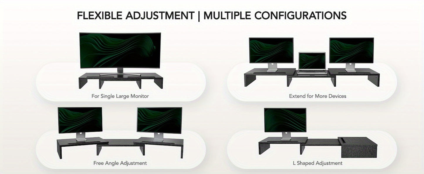 Dual Monitor Stand Riser Adjustable Desktop Organizer for PC Laptop Printer