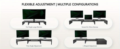 Dual Monitor Stand Riser Adjustable Desktop Organizer for PC Laptop Printer