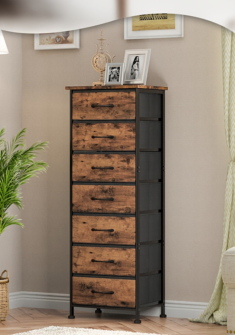 Tall Dresser Storage Organizer 6/7 Drawers Bedroom Chest Fabric Storage Tower