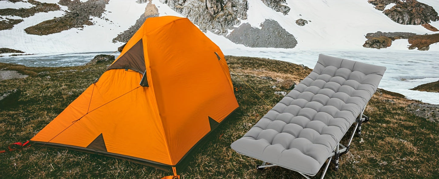 Folding Camping Cot Bed Adult Portable Heavy Duty Oxford Sleeping Cot w/ Pad Bag