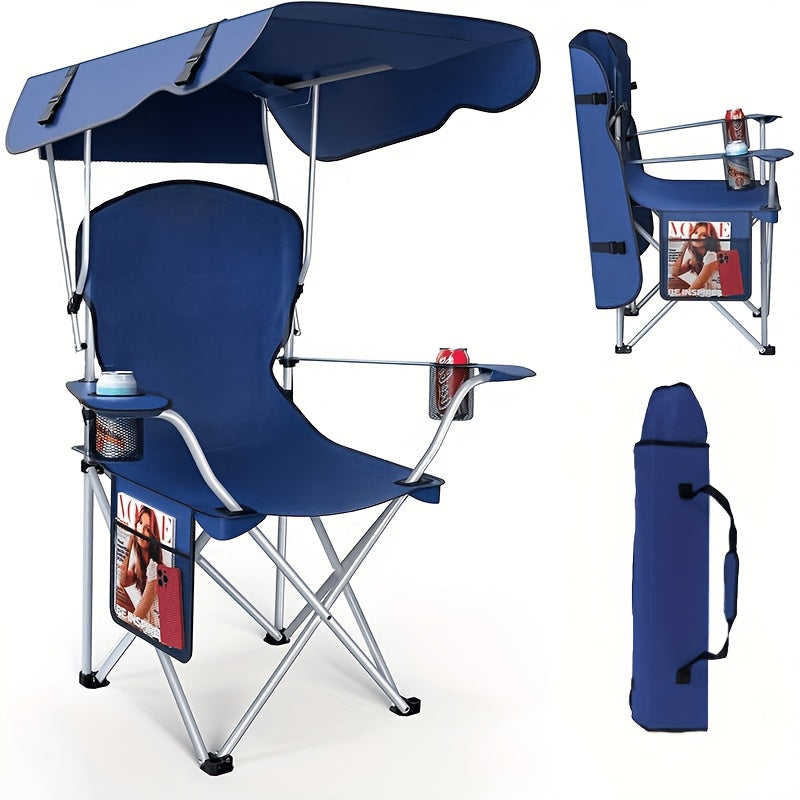Portable Camping Chair with Canopy Folding Outdoor Chair Beach Fishing