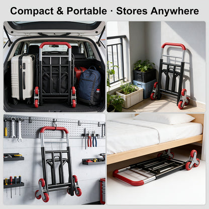Heavy Duty Folding Hand Truck Stair Climbing Cart Portable Dolly Adjustable Handle
