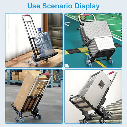 Heavy Duty Folding Hand Truck Stair Climbing Cart Portable Dolly Adjustable Handle