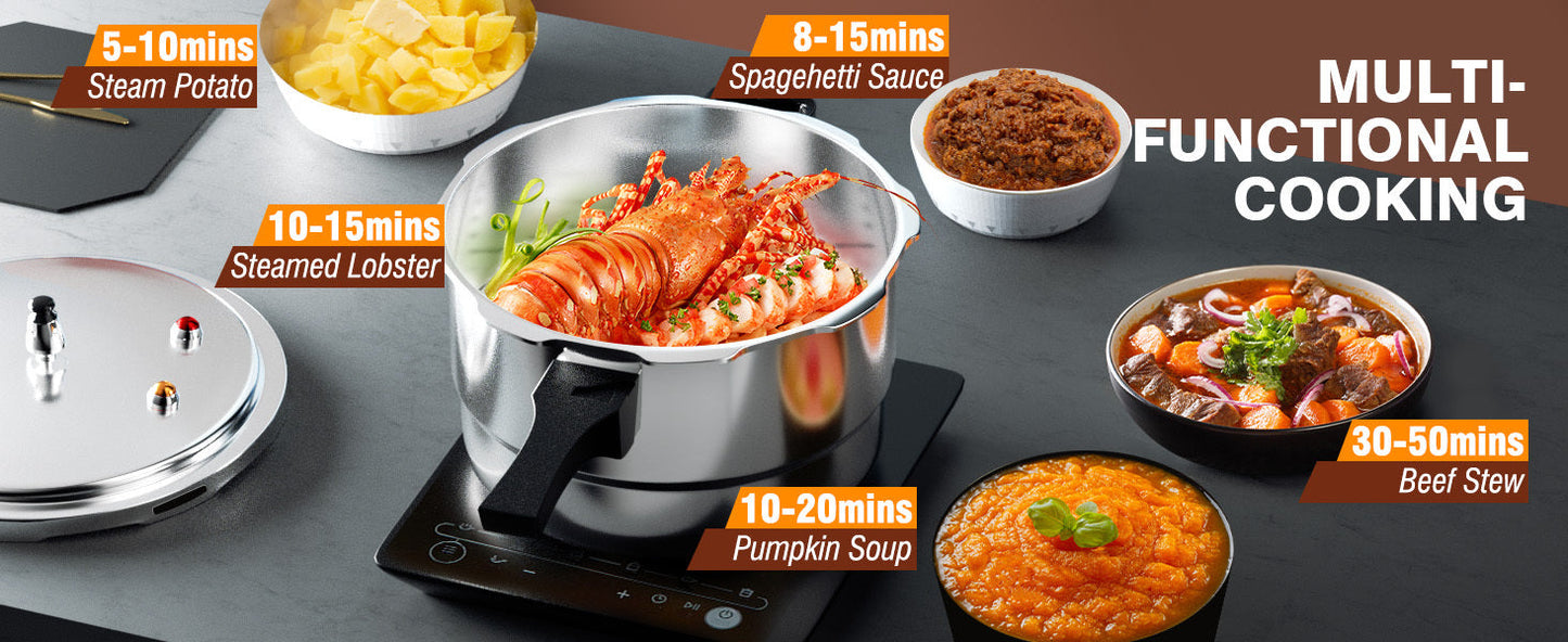 10QT Aluminum Pressure Cooker Canner w/ Rack Gas Induction Compatible