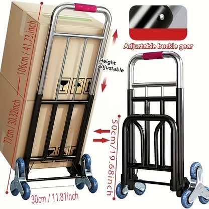 Heavy Duty Folding Hand Truck Stair Climbing Cart Portable Dolly Adjustable Handle