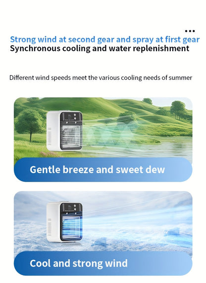 Portable Air Cooler Fan 6000mAh Rechargeable USB-C Personal Cooling Fan