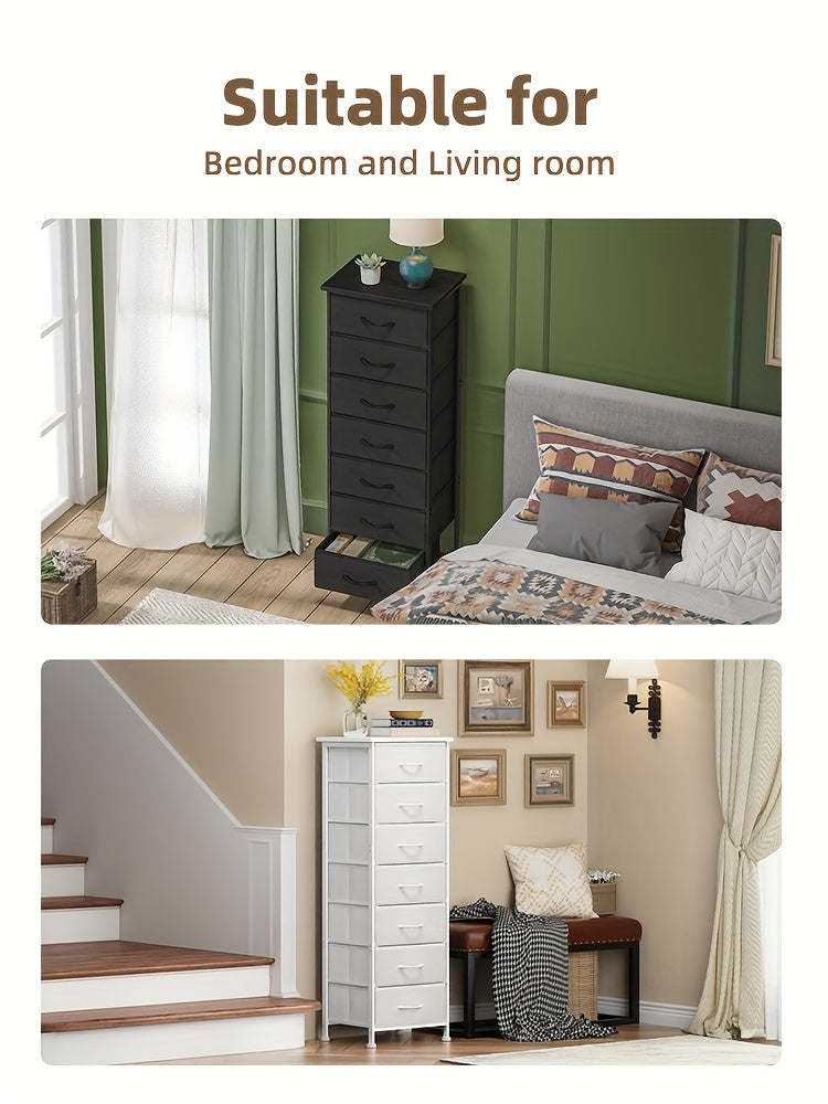 Tall Dresser Storage Organizer 6/7 Drawers Bedroom Chest Fabric Storage Tower