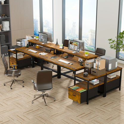 EnHomee 57" Computer Desk w/ Drawers Power Outlets Printer Shelf Home Office