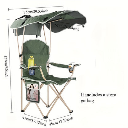 Portable Camping Chair with Canopy Folding Outdoor Chair Beach Fishing