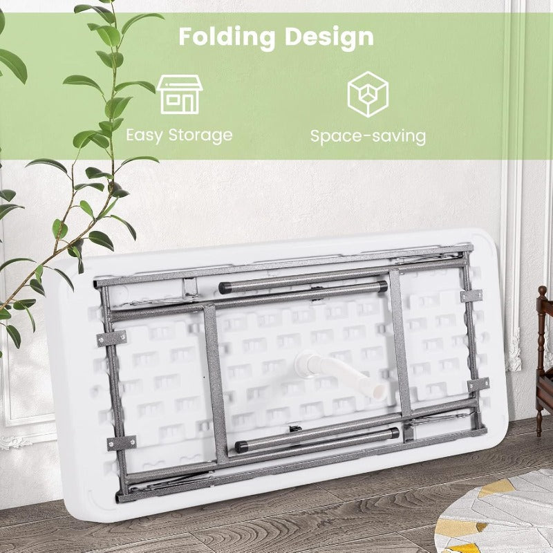 4ft Folding Ice Table with Drain Portable Cooler Table Party Fill & Chill White