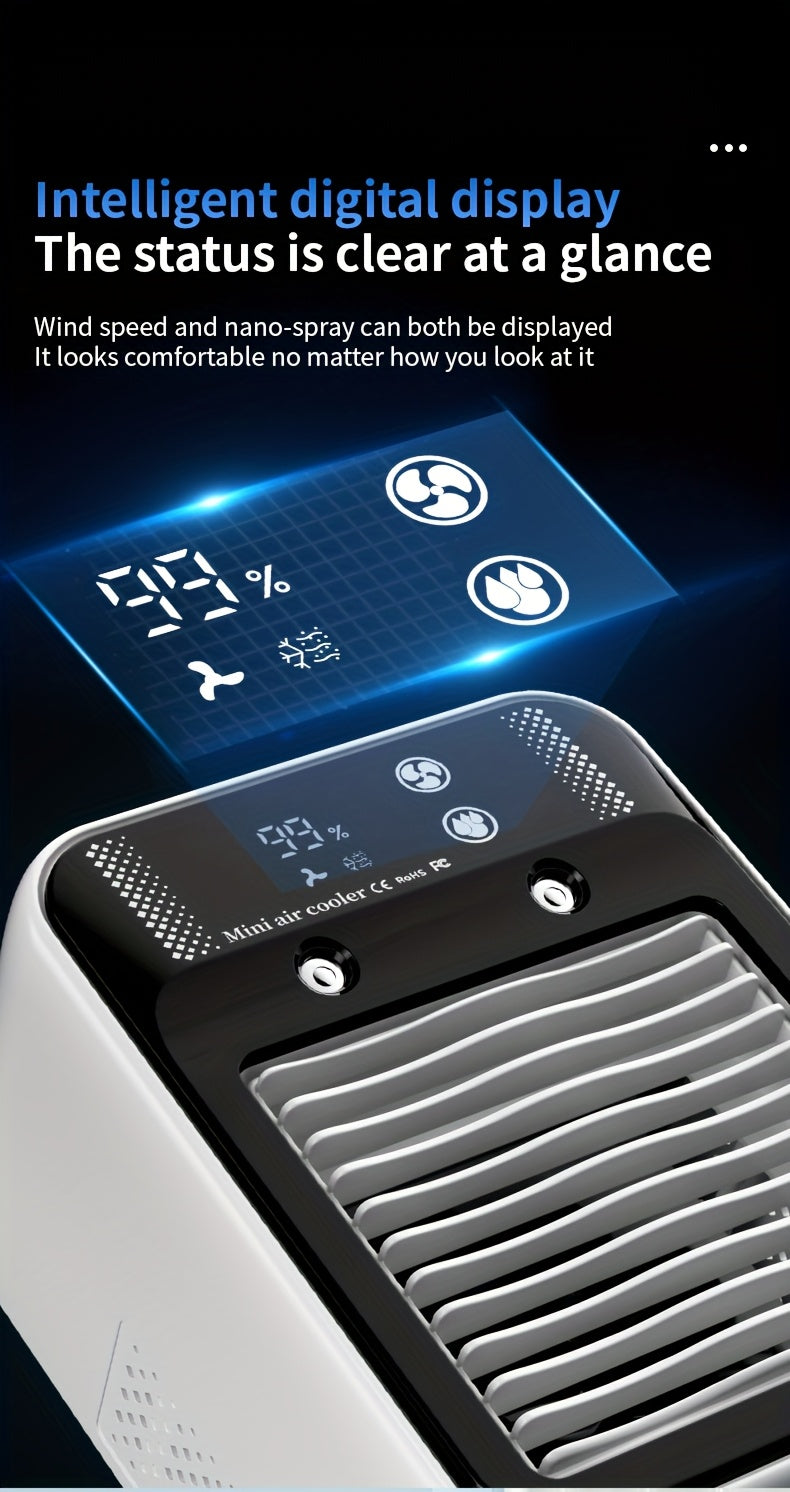 Portable Air Cooler Fan 6000mAh Rechargeable USB-C Personal Cooling Fan