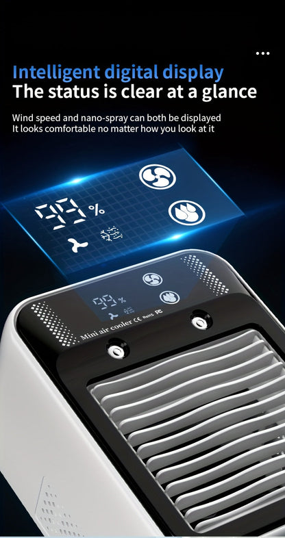 Portable Air Cooler Fan 6000mAh Rechargeable USB-C Personal Cooling Fan