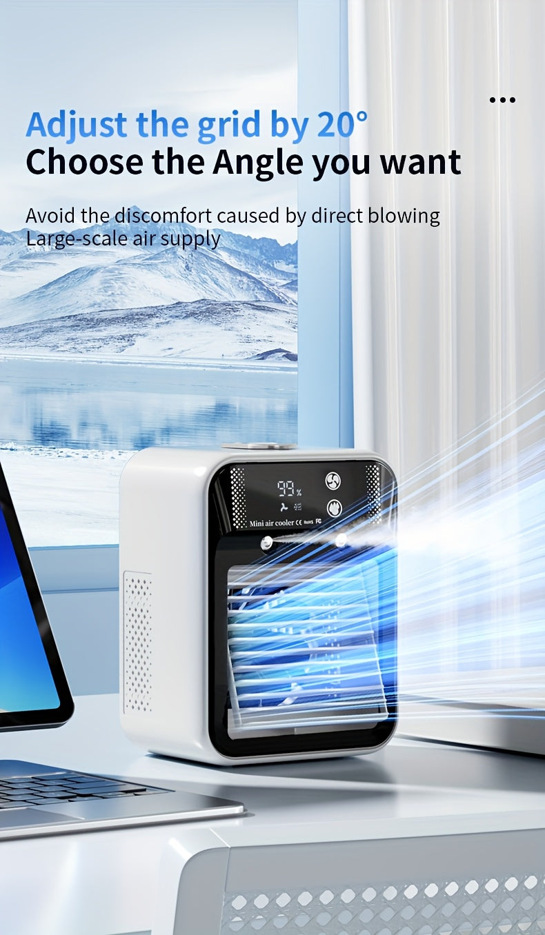 Portable Air Cooler Fan 6000mAh Rechargeable USB-C Personal Cooling Fan