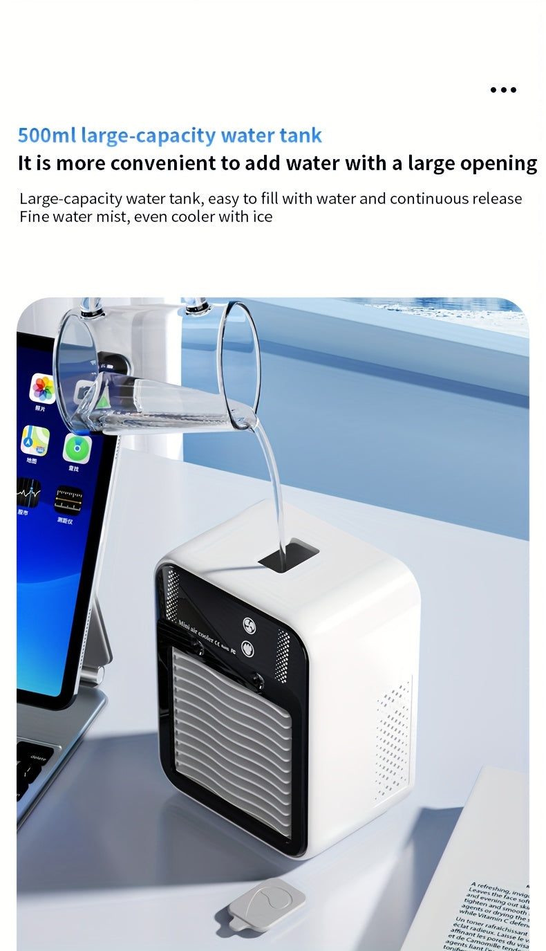 Portable Air Cooler Fan 6000mAh Rechargeable USB-C Personal Cooling Fan
