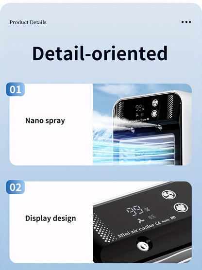 Portable Air Cooler Fan 6000mAh Rechargeable USB-C Personal Cooling Fan