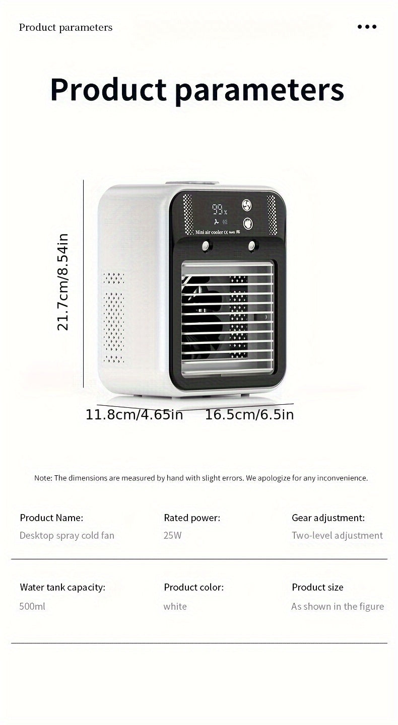Portable Air Cooler Fan 6000mAh Rechargeable USB-C Personal Cooling Fan