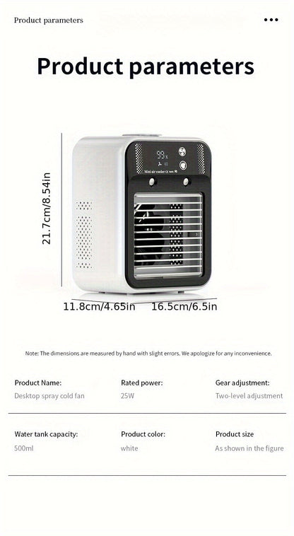Portable Air Cooler Fan 6000mAh Rechargeable USB-C Personal Cooling Fan