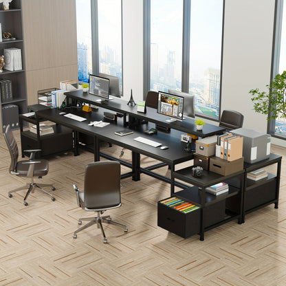 EnHomee 57" Computer Desk w/ Drawers Power Outlets Printer Shelf Home Office